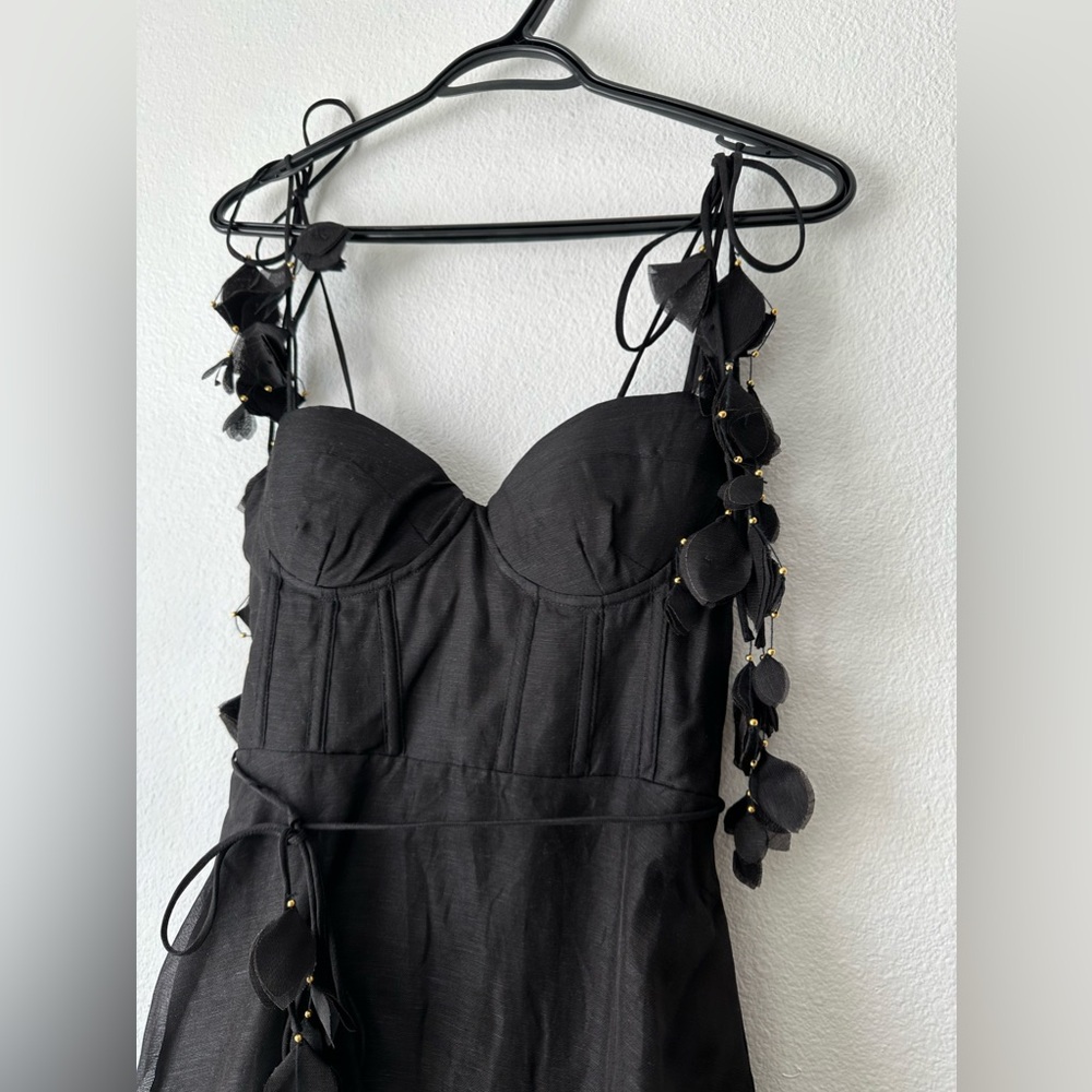 ZIMMERMANN NATURA BLACK CORSET MIDI DRESS - Picture 13 of 17